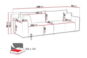 Flo Vuodesohva 3-istuttava - Harmaa - Huonekalut - Sohva - Vuodesohva - 3 istuttava vuodesohva