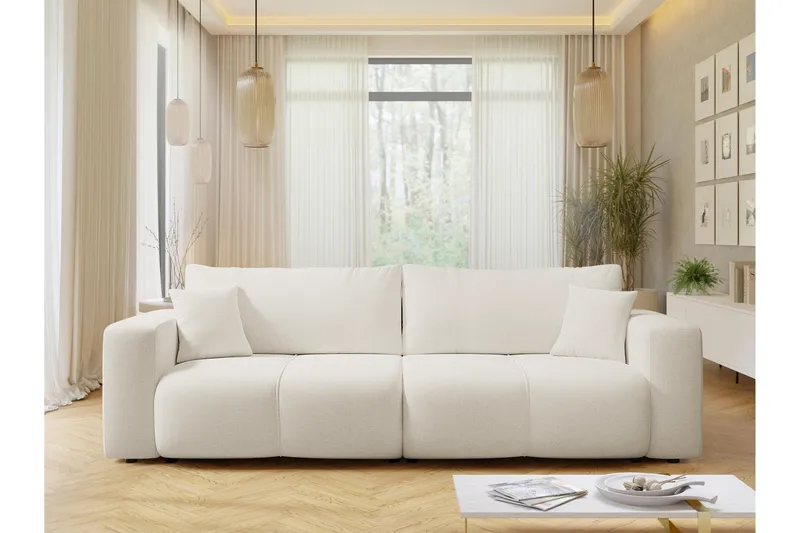 Flo Vuodesohva 3-istuttava Plyysi - Harmaa - Huonekalut - Sohva - Vuodesohva - 3 istuttava vuodesohva