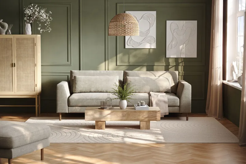 Florenz 3-istuttava Sohva Chenillellä - Harmaa / Beige - Huonekalut - Sohva - 3:n istuttava sohva