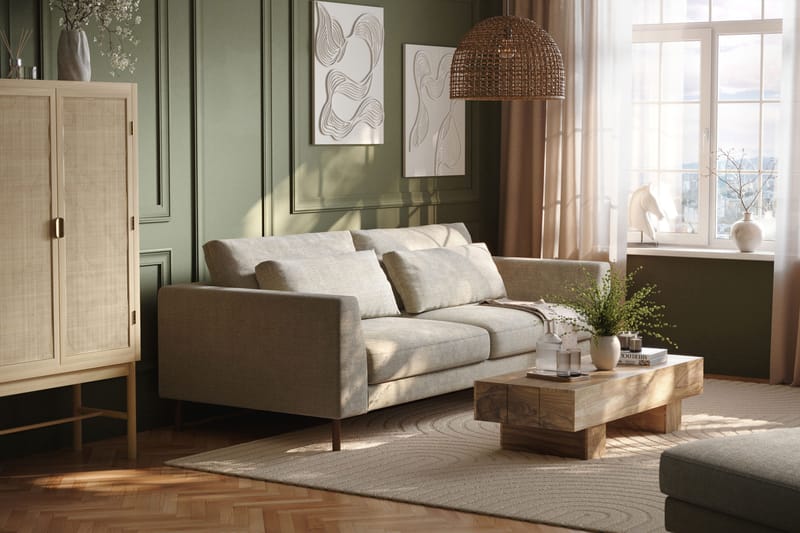 Florenz 3-istuttava Sohva Chenillellä - Harmaa/Beige - Huonekalut - Sohva - 3:n istuttava sohva