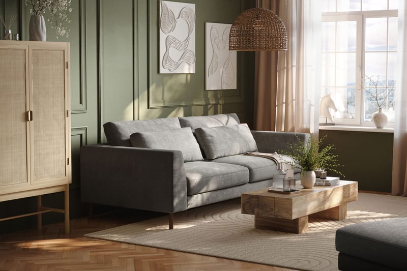 Florenz 3-istuttava Sohva Chenillellä - Vaaleanharmaa - Huonekalut - Sohva - 3:n istuttava sohva