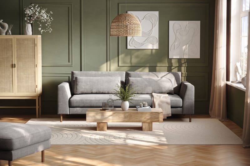 Florenz 3-istuttava Sohva Chenillellä - Vaaleanharmaa - Huonekalut - Sohva - 3:n istuttava sohva