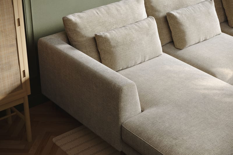 Florenz 4-istuttava Oikeakätinen U-muotoinen Sohva Divaanilla ja Divaanituolilla Chenillellä - Harmaa / Beige - Huonekalut - Sohva - Divaanisohva