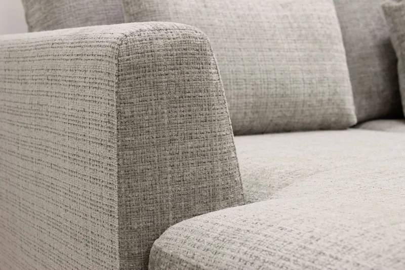 Florenz 4-istuttava Oikeakätinen U-muotoinen Sohva Divaanilla ja Divaanituolilla Chenillellä - Harmaa / Beige - Huonekalut - Sohva - U-Sohva