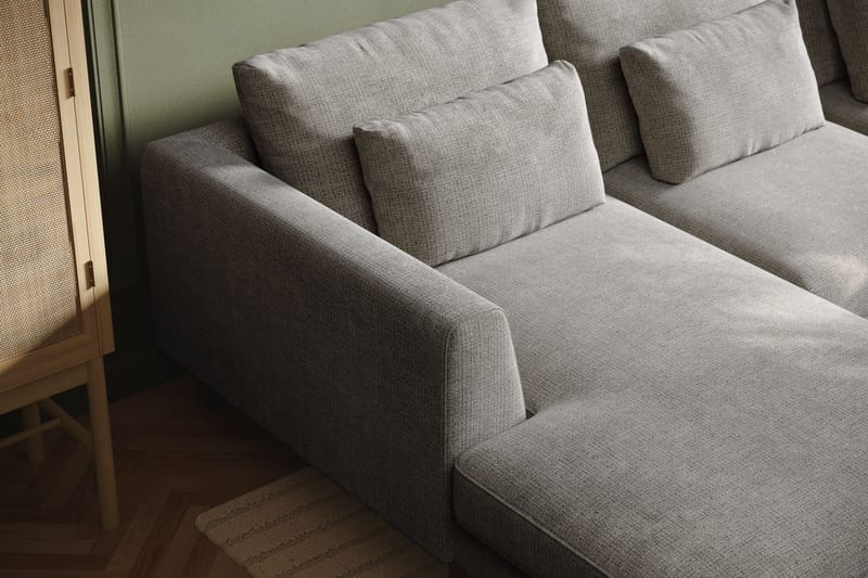 Florenz 4-istuttava Oikeakätinen U-muotoinen Sohva Divaanilla ja Divaanituolilla Chenillellä - Vaaleanharmaa - Huonekalut - Sohva - U-Sohva