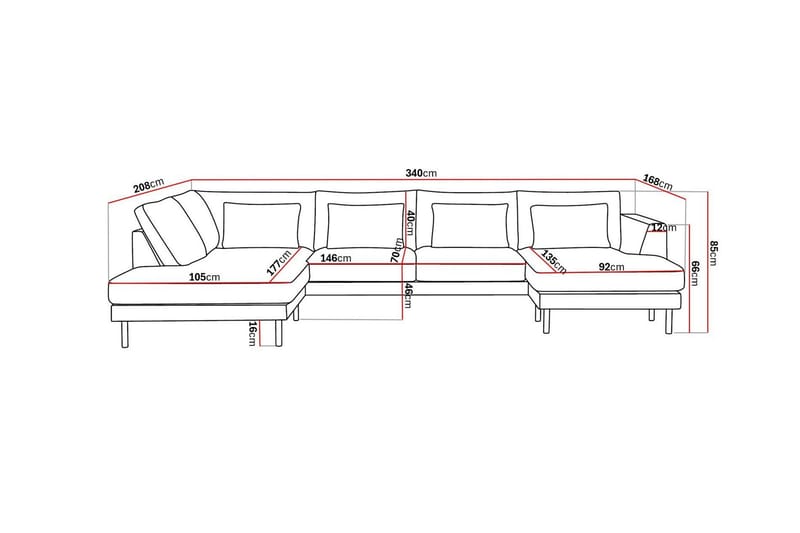 Florenz 4-istuttava Vasenkätinen U-muotoinen Sohva Divaanilla ja Divaanituolilla Chenillellä - Harmaa / Beige - Huonekalut - Sohva - U-Sohva