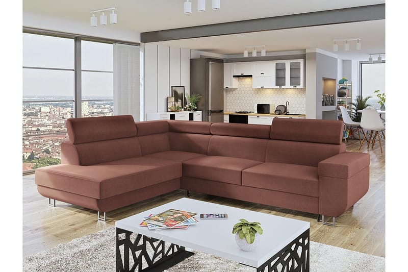 Fonti Sohva Chaise Longue 3-ist. - Ruskea - Huonekalut - Sohva - Divaanisohva - 3 istuttava sohva divaanilla