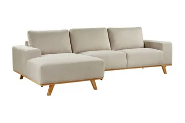 Gaines Kulmasohva 3-istuttava - Beige/Vaalea puu - Huonekalut - Sohva - Divaanisohva - 3 istuttava sohva divaanilla