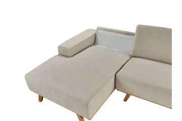 Gaines Kulmasohva 3-istuttava - Beige/Vaalea puu - Huonekalut - Sohva - Divaanisohva - 3 istuttava sohva divaanilla