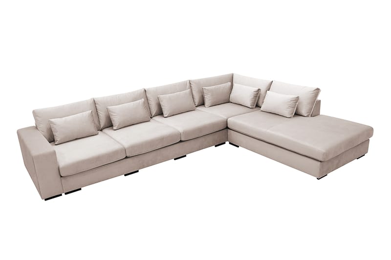 Grande 5-istuttava Sohva divaanilla Oikea - Beige Sametti - Huonekalut - Sohva - Divaanisohva