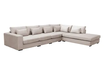 Grande 5-istuttava Sohva divaanilla Oikea - Beige Sametti - Huonekalut - Sohva - Divaanisohva