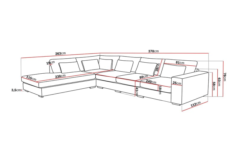 Grande 5-istuttava Sohva divaanilla Vasen - Beige Manchester - Huonekalut - Sohva - Divaanisohva