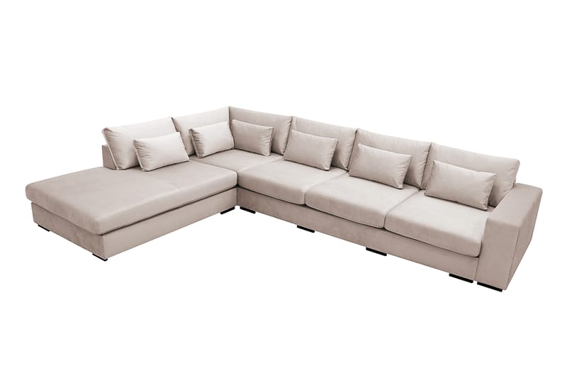 Grande 5-istuttava Sohva divaanilla Vasen - Beige Sametti - Huonekalut - Sohva - Divaanisohva