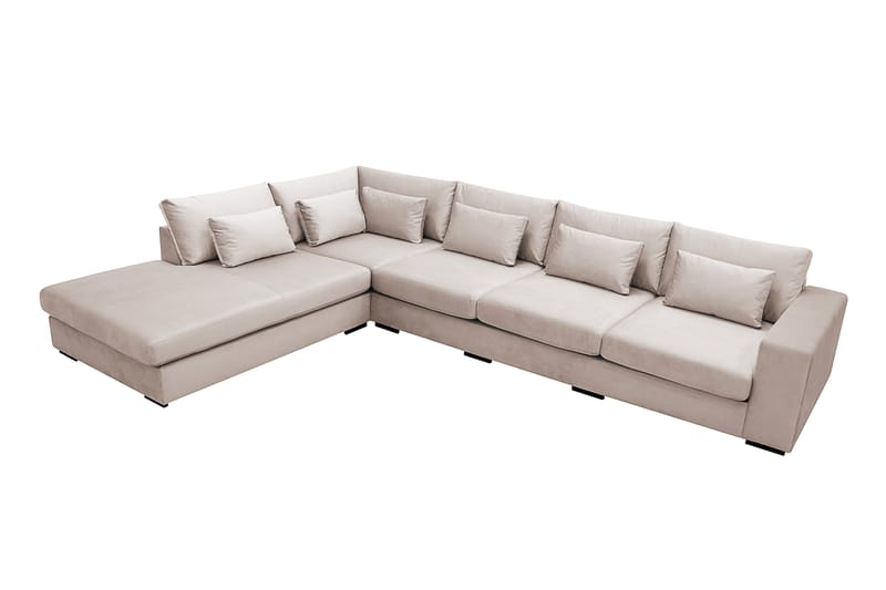 Grande 5-istuttava Sohva divaanilla Vasen - Beige Sametti - Huonekalut - Sohva - Divaanisohva