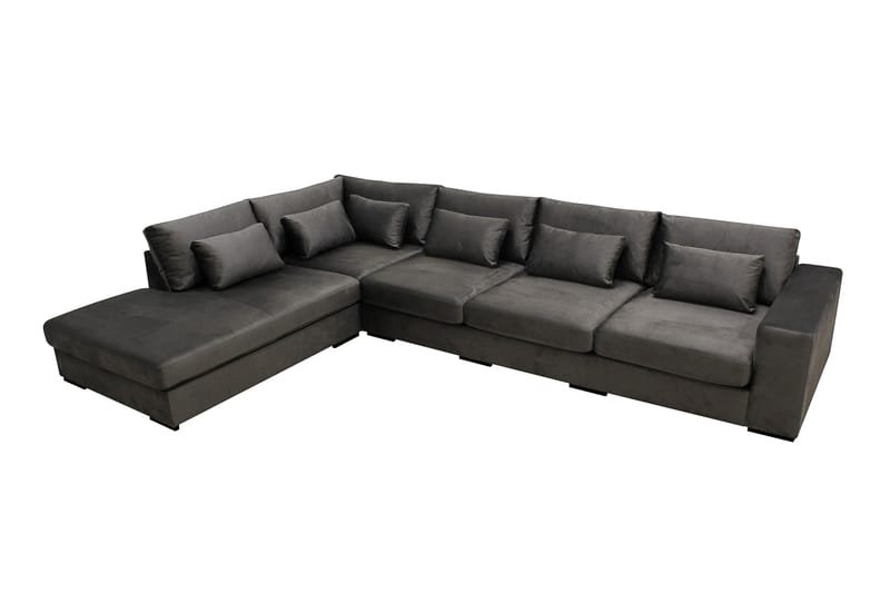 Grande 5-istuttava Sohva divaanilla Vasen - Tummanharmaa Sametti - Huonekalut - Sohva - Divaanisohva