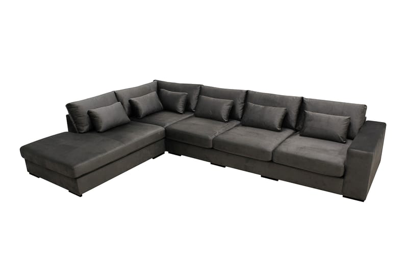 Grande 5-istuttava Sohva divaanilla Vasen - Tummanharmaa Sametti - Huonekalut - Sohva - Divaanisohva