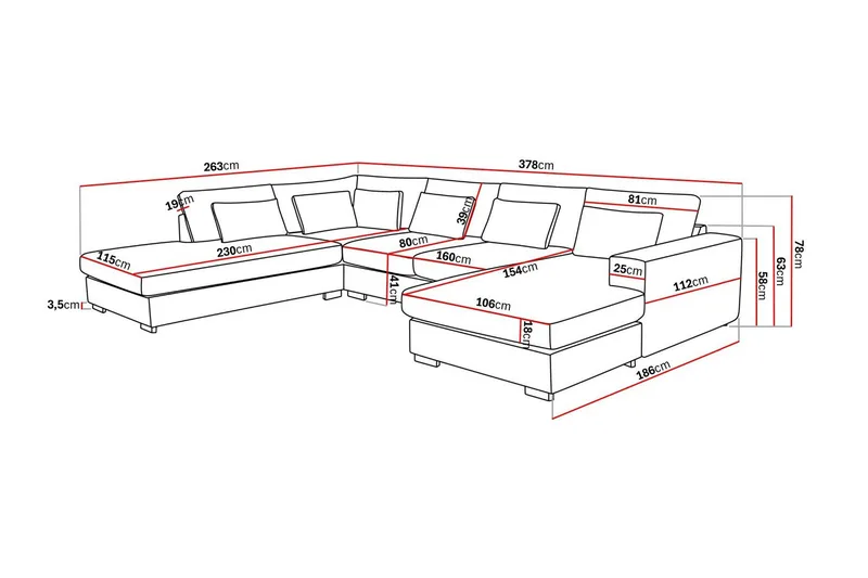 Grande 5-istuttava U-Sohva Divaanilla Oikea - Beige Manchester - Huonekalut - Sohva - Divaanisohva