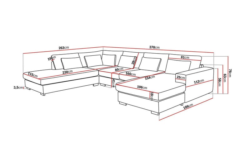 Grande 5-istuttava U-Sohva Divaanilla Oikea - Beige Manchester - Huonekalut - Sohva - Divaanisohva