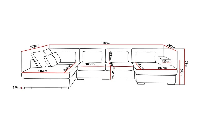 Grande 5-istuttava U-Sohva Divaanilla Oikea - Beige Manchester - Huonekalut - Sohva - Divaanisohva