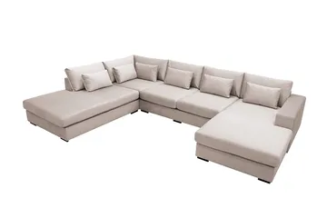 Grande 5-istuttava U-Sohva Divaanilla Oikea - Beige Sametti - Huonekalut - Sohva - Divaanisohva