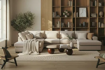 Grande 5-istuttava U-Sohva Divaanilla Oikea - Beige Sametti - Huonekalut - Sohva - Divaanisohva