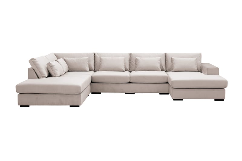Grande 5-istuttava U-Sohva Divaanilla Oikea - Beige Sametti - Huonekalut - Sohva - Divaanisohva
