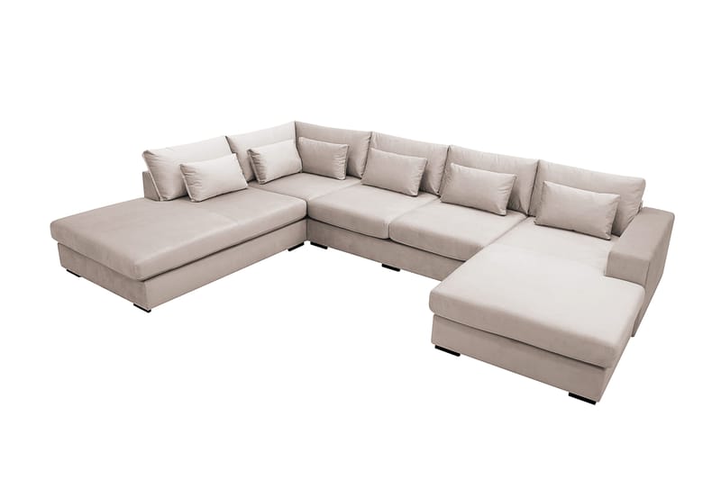 Grande 5-istuttava U-Sohva Divaanilla Oikea - Beige Sametti - Huonekalut - Sohva - Divaanisohva