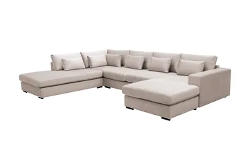 Grande 5-istuttava U-Sohva Divaanilla Oikea - Beige Sametti - Huonekalut - Sohva - Divaanisohva