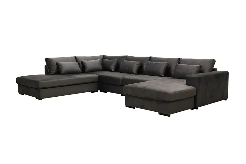 Grande 5-istuttava U-Sohva Divaanilla Oikea - Tummanharmaa Sametti - Huonekalut - Sohva - Divaanisohva