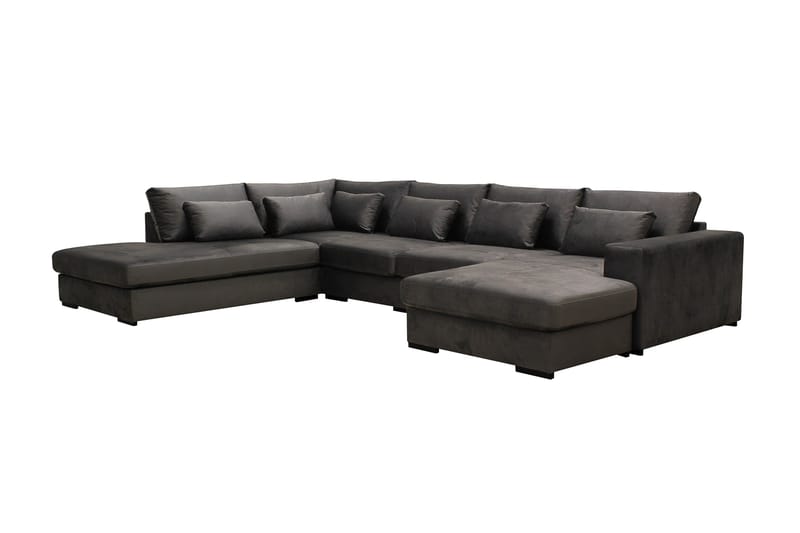 Grande 5-istuttava U-Sohva Divaanilla Oikea - Tummanharmaa Sametti - Huonekalut - Sohva - Divaanisohva