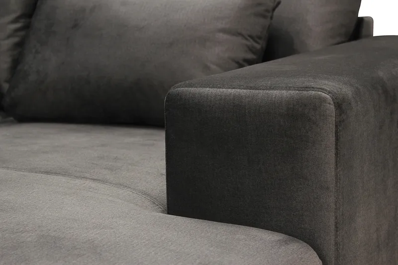 Grande 5-istuttava U-Sohva Divaanilla Oikea - Tummanharmaa Sametti - Huonekalut - Sohva - Divaanisohva