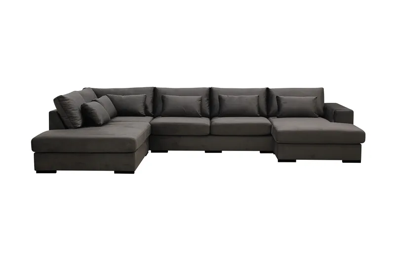 Grande 5-istuttava U-Sohva Divaanilla Oikea, Tummanharmaa Sametti