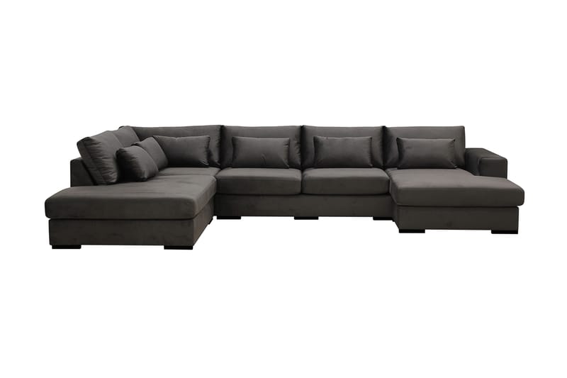 Grande 5-istuttava U-Sohva Divaanilla Oikea, Tummanharmaa Sametti