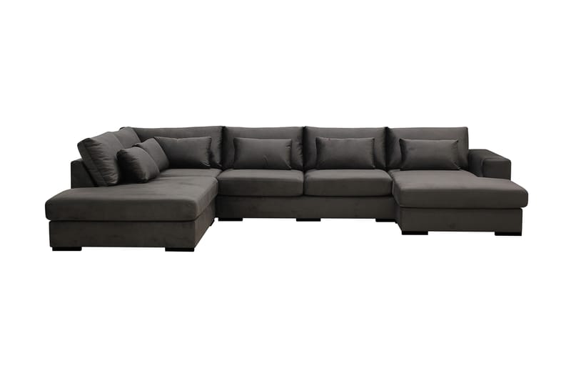 Grande 5-istuttava U-Sohva Divaanilla Oikea, Tummanharmaa Sametti