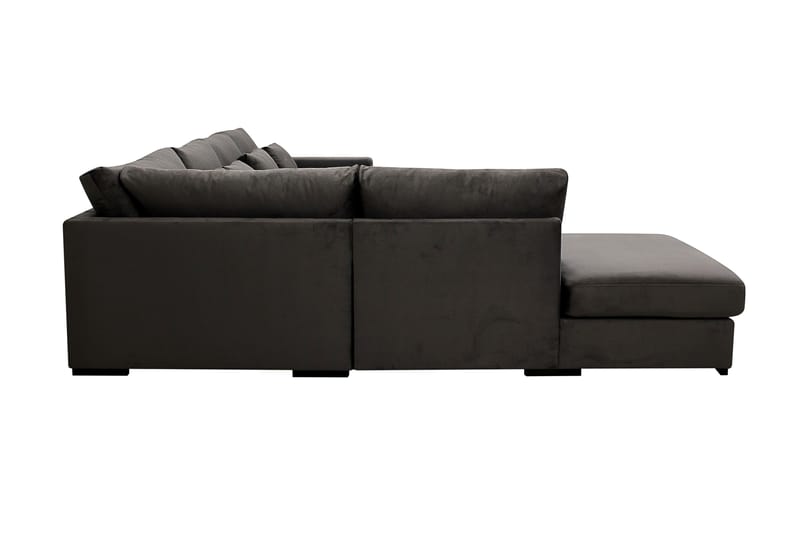Grande 5-istuttava U-Sohva Divaanilla Oikea - Tummanharmaa Sametti - Huonekalut - Sohva - Divaanisohva