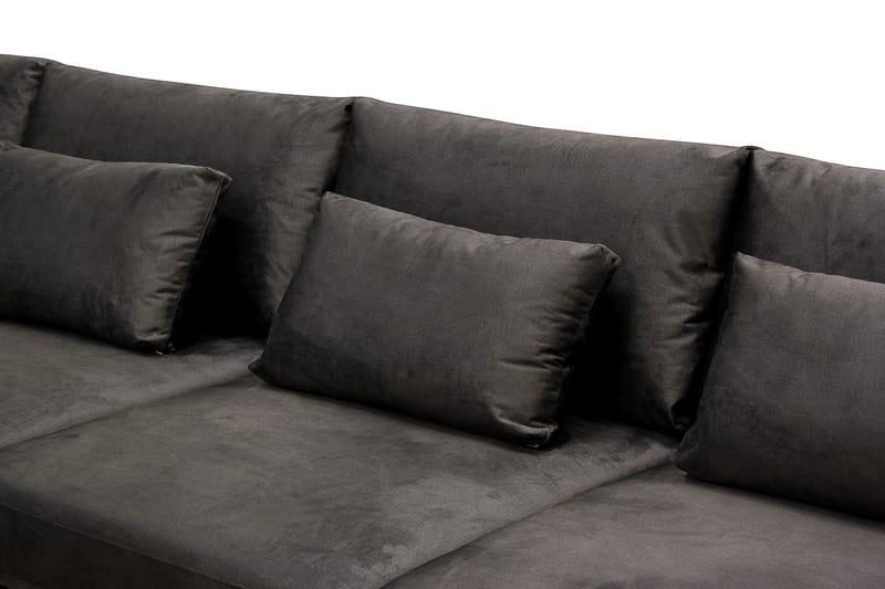 Grande 5-istuttava U-Sohva Divaanilla Oikea - Tummanharmaa Sametti - Huonekalut - Sohva - Divaanisohva