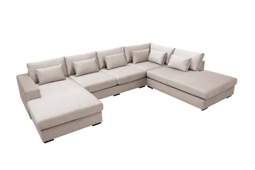 Grande 5-istuttava U-Sohva Divaanilla Vasen - Beige Sametti - Huonekalut - Sohva - Divaanisohva