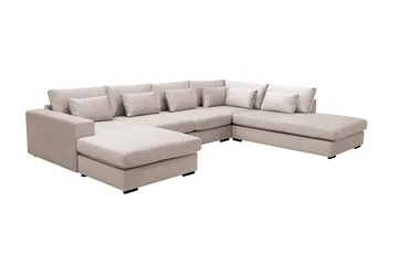 Grande 5-istuttava U-Sohva Divaanilla Vasen - Beige Sametti - Huonekalut - Sohva - Divaanisohva