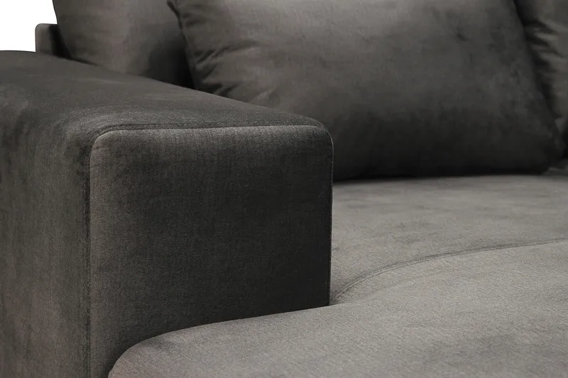 Grande 5-istuttava U-Sohva Divaanilla Vasen - Tummanharmaa Sametti - Huonekalut - Sohva - Divaanisohva