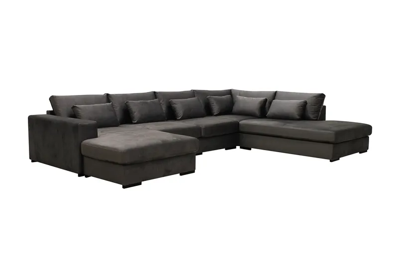 Grande 5-istuttava U-Sohva Divaanilla Vasen - Tummanharmaa Sametti - Huonekalut - Sohva - Divaanisohva