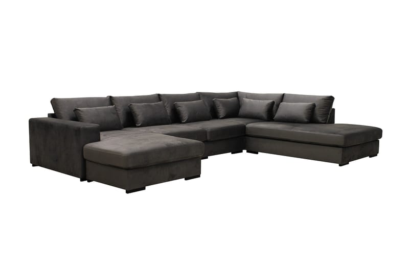 Grande 5-istuttava U-Sohva Divaanilla Vasen - Tummanharmaa Sametti - Huonekalut - Sohva - Divaanisohva