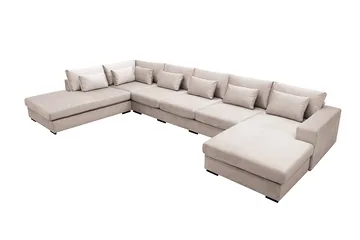 Grande 6-istuttava U-Sohva Divaanilla Oikea - Beige Sametti - Huonekalut - Sohva - Divaanisohva