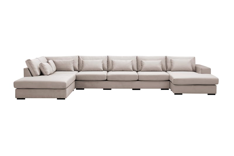 Grande 6-istuttava U-Sohva Divaanilla Oikea - Beige Sametti - Huonekalut - Sohva - Divaanisohva