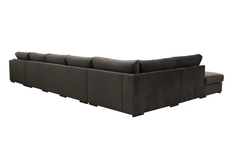 Grande 6-istuttava U-Sohva Divaanilla Oikea - Tummanharmaa Sametti - Huonekalut - Sohva - Divaanisohva