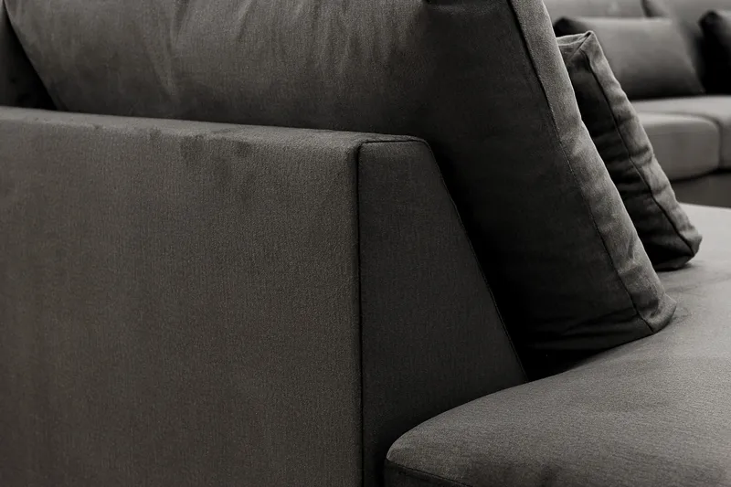 Grande 6-istuttava U-Sohva Divaanilla Oikea - Tummanharmaa Sametti - Huonekalut - Sohva - Divaanisohva