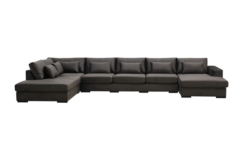 Grande 6-istuttava U-Sohva Divaanilla Oikea - Tummanharmaa Sametti - Huonekalut - Sohva - Divaanisohva