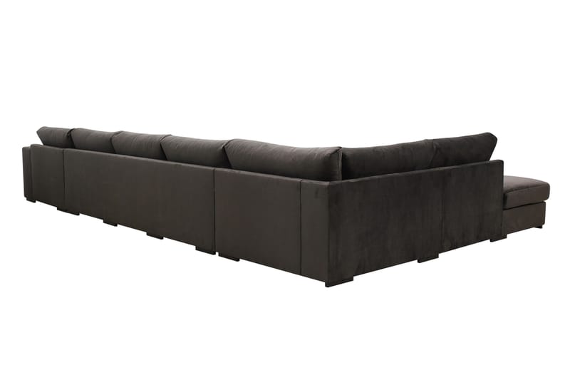 Grande 6-istuttava U-Sohva Divaanilla Oikea - Tummanharmaa Sametti - Huonekalut - Sohva - Divaanisohva