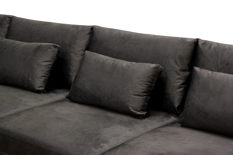 Grande 6-istuttava U-Sohva Divaanilla Oikea - Tummanharmaa Sametti - Huonekalut - Sohva - Divaanisohva