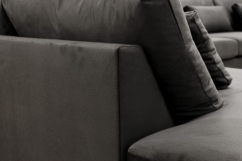 Grande 6-istuttava U-Sohva Divaanilla Oikea - Tummanharmaa Sametti - Huonekalut - Sohva - Divaanisohva