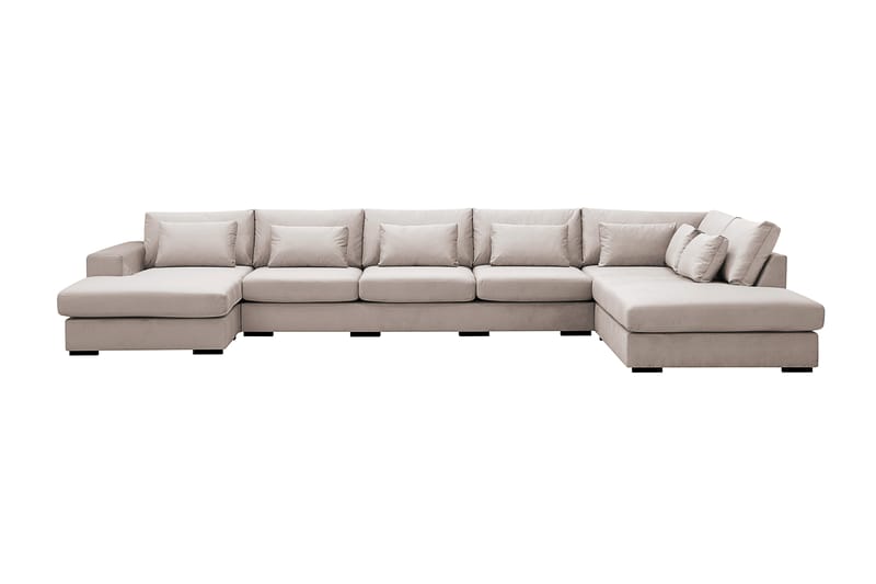 Grande 6-istuttava U-Sohva Divaanilla Vasen - Beige Sametti - Huonekalut - Sohva - Divaanisohva